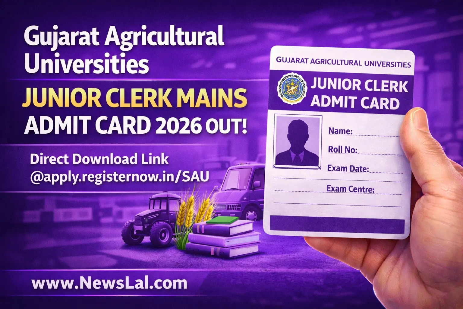 Gujarat Agricultural Universities Junior Clerk Mains Admit Card 2026