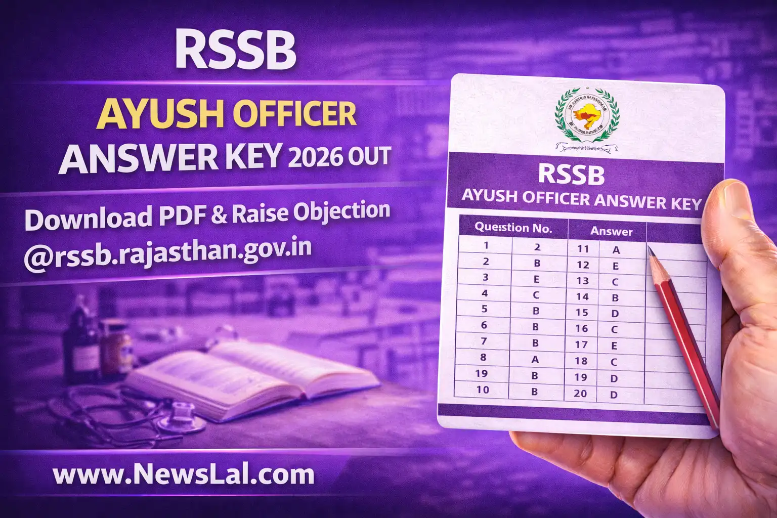 RSSB Ayush Officer Answer Key 2026