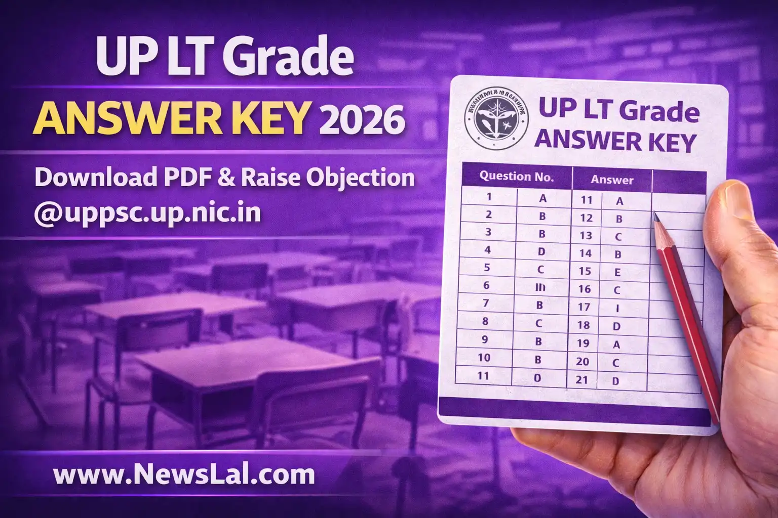 UP LT Grade Answer Key 2026 OUT